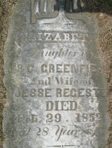 Elizabeth Regester tombstone